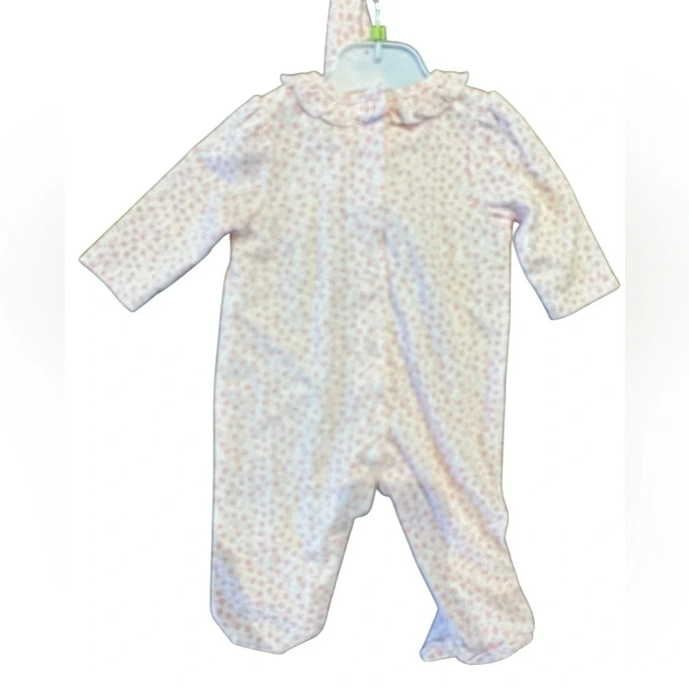 Little Me NWT Pink Floral Footie Romper & Headband Size 3 months - Picture 3 of 5